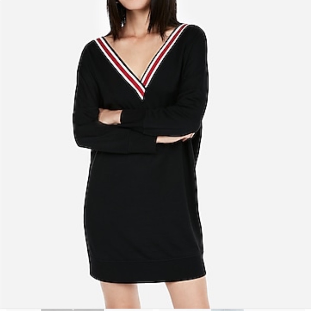 Varsity Sweater Dress - Black Cute Dress